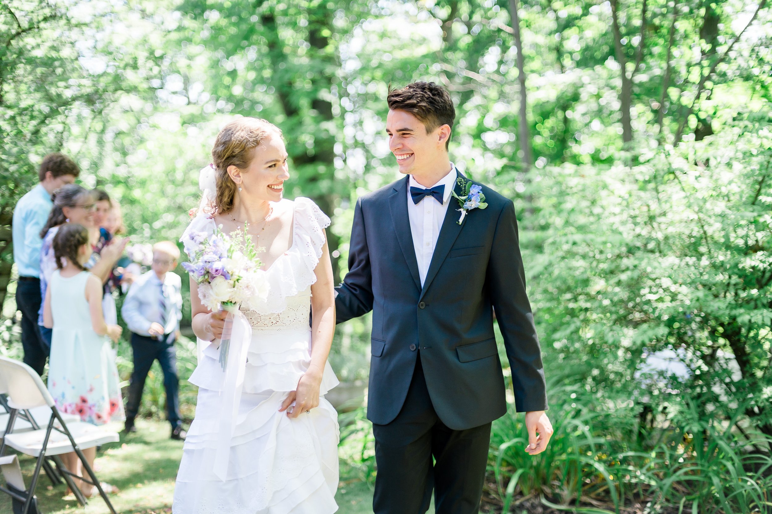 bride and groom share a tender stare