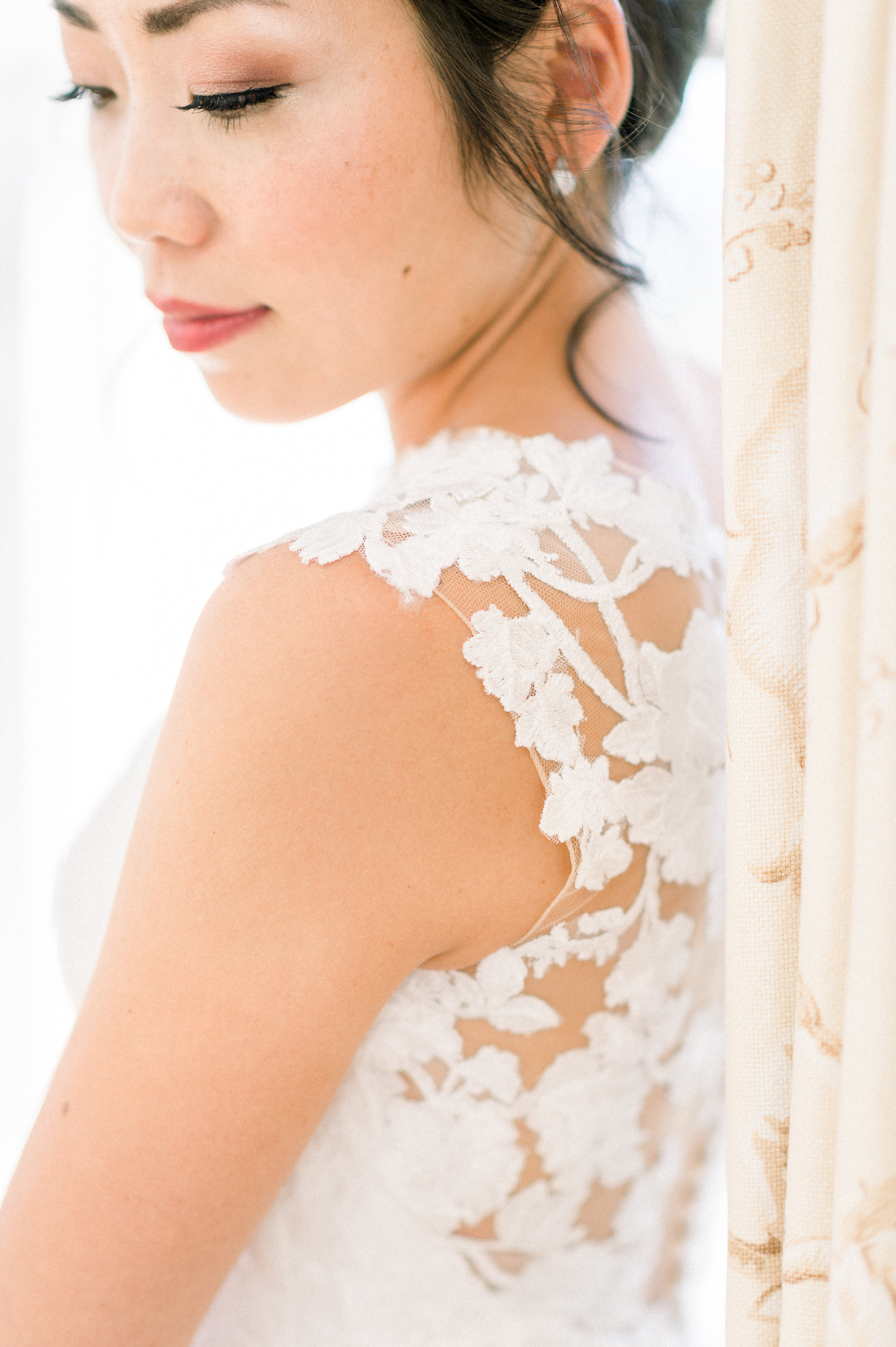 The stunning bride: Mamiko. Photo by Whitney Heard. Makeup by Maya Goldenberg. Hair by Shanna Layton for Maya Goldenberg, Eco-Beauty Professional.