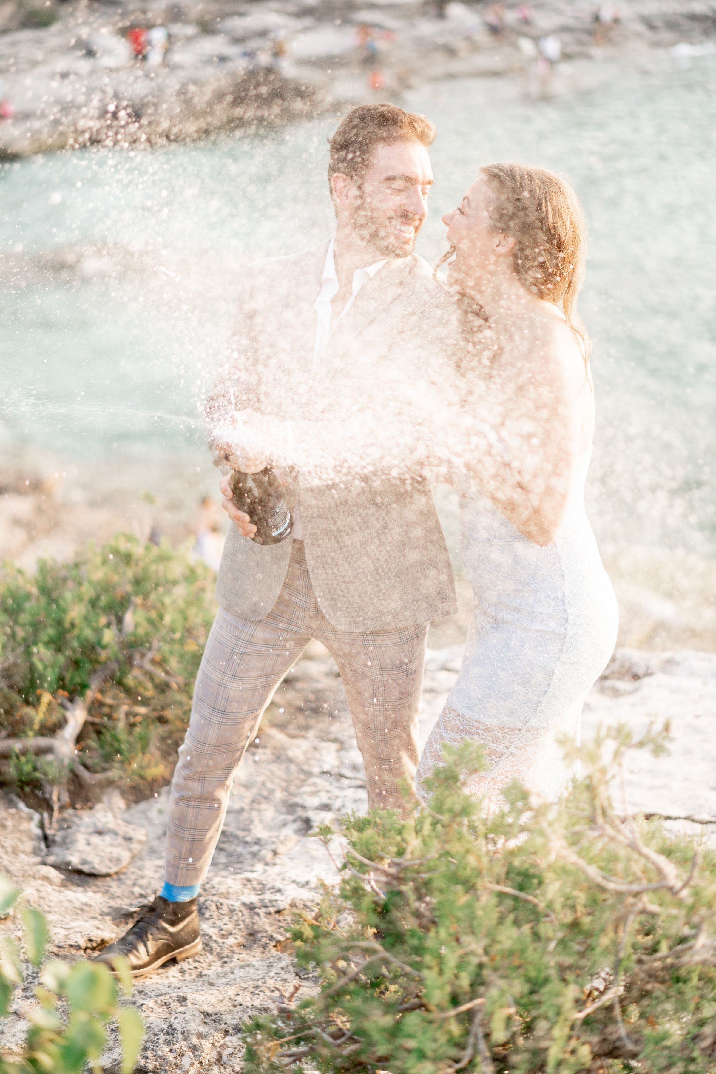 champagne toast in Owen Sound for engagement photo shoot